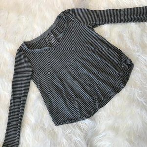Grey Stripped Waffle Knit Tee